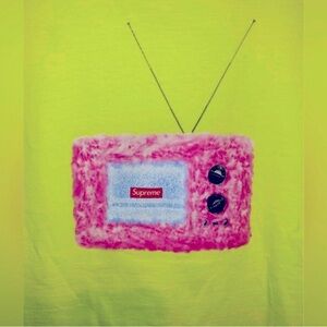 Supreme Tshirt M Limited Edition Neon Yellow Pink Tv New York LA